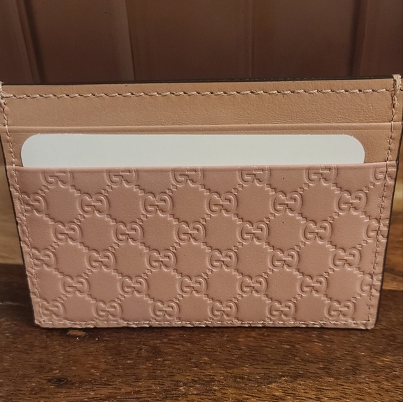 NEW GUCCI Microguccissima Card Holder Wallet in Soft Pink - Picture 2 of 5